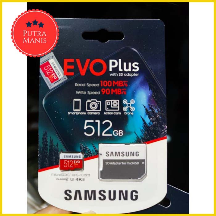 MicroSD Samsung 512GB EVO Plus Class 10 UHS-1 512 GB Memory Memori Micro SD Mikro mikroSD ORIGINAL