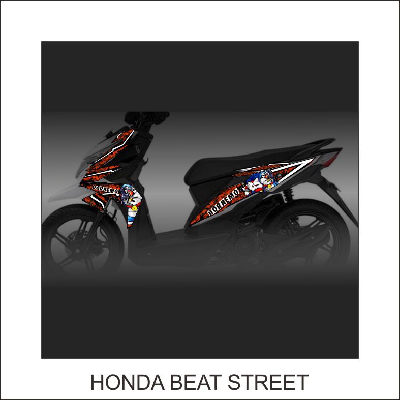Striping Stiker variasi Motor matic Honda Beat ESP Street - ANIMASI DORAEMON ZOMBIE