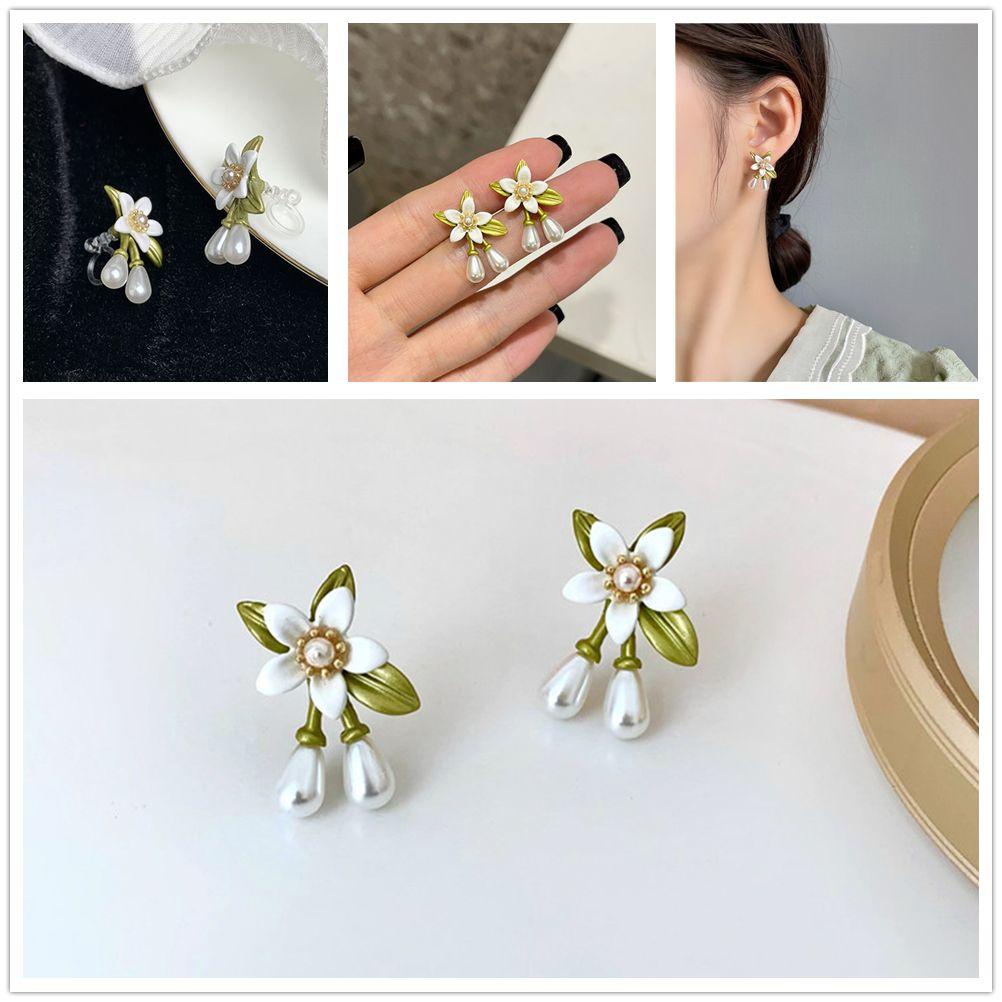 Preva Anting Mutiara Gadis Anting Elegan Dikontrak Geometris Bunga Camelia