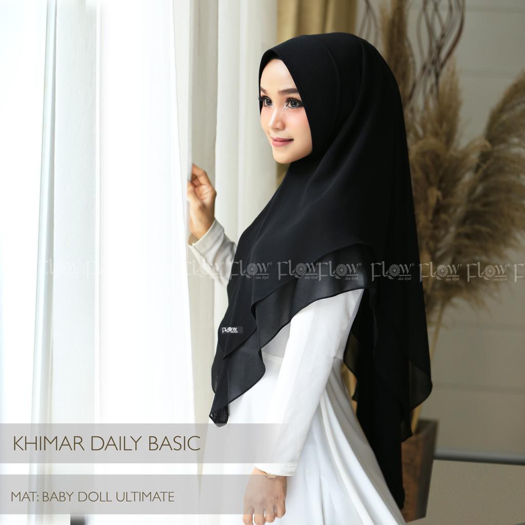 Jilbab Khimar Daily Basic Ori Flow-HITAM