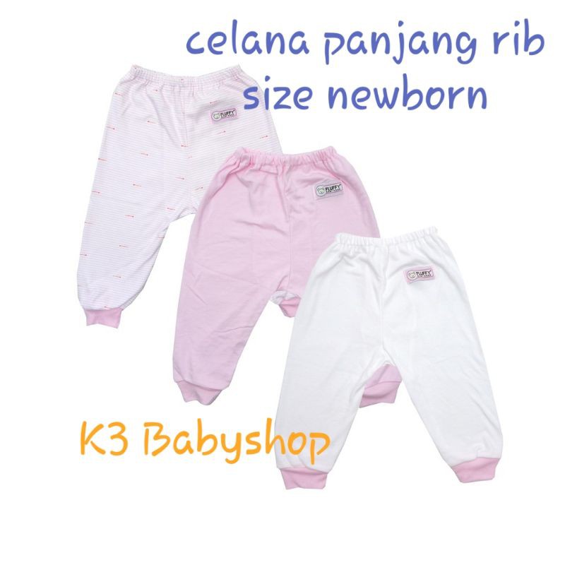 NB Celana Panjang tutup kaki Fluffy newborn pink putih white salur piyama bayi celana panjang rib