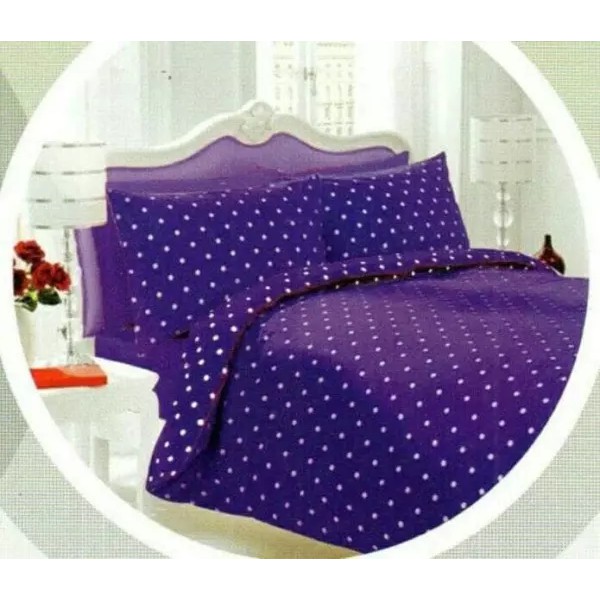 Sprei Katun Jaxine Polkadot Ungu Ukuran Custom