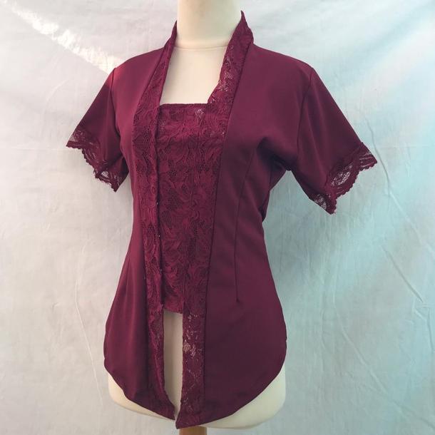 COD Kebaya bali kombinasi moscref mix brokat lengan pendek