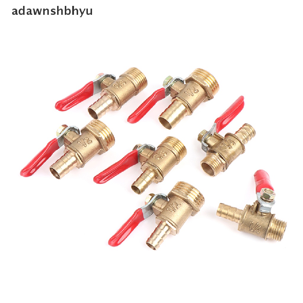 Adawnshbhyu Kuningan Ball Valve Selang Barb 1/4&quot; 3/8&quot; 1/2&quot; BSP Male Thread Connector Pipe Adapter