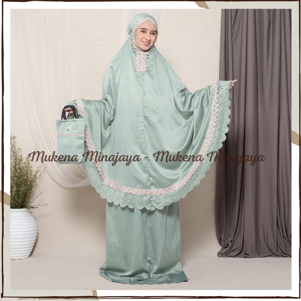 Mukena Dewasa Renda Mewah Motif Lasercut Jumbo Daily Traveling Sutra Velvet Premium Fashion Mukenah Dewasa Muslim Minajaya Terbaru