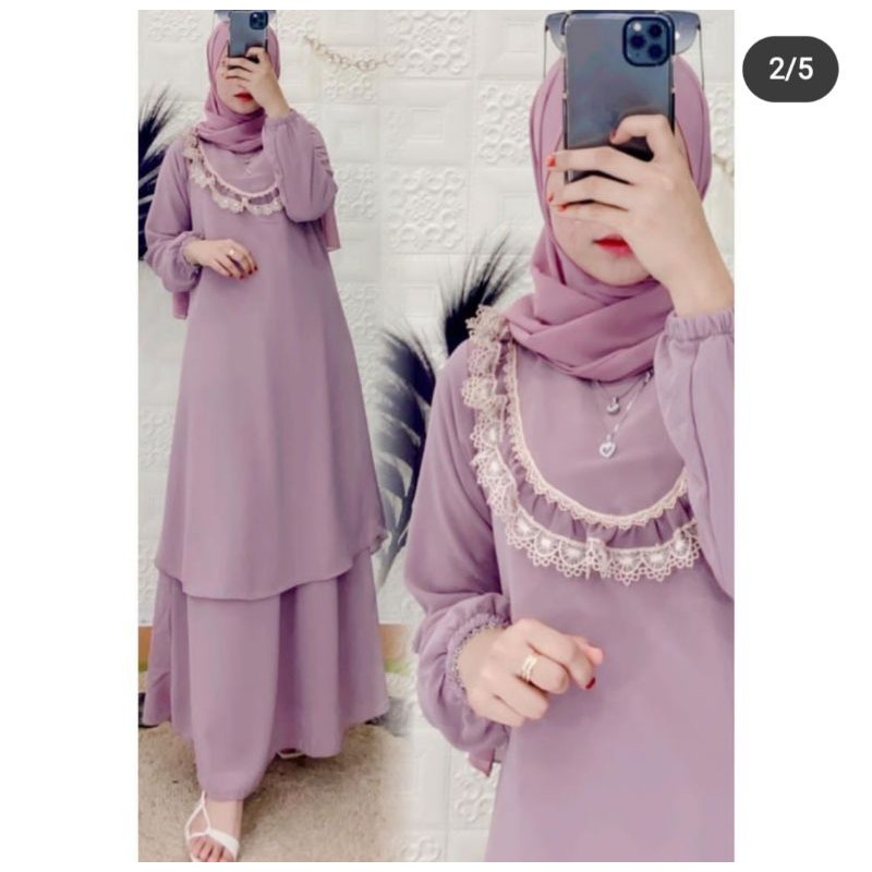 Gamis Malaysia renda dada