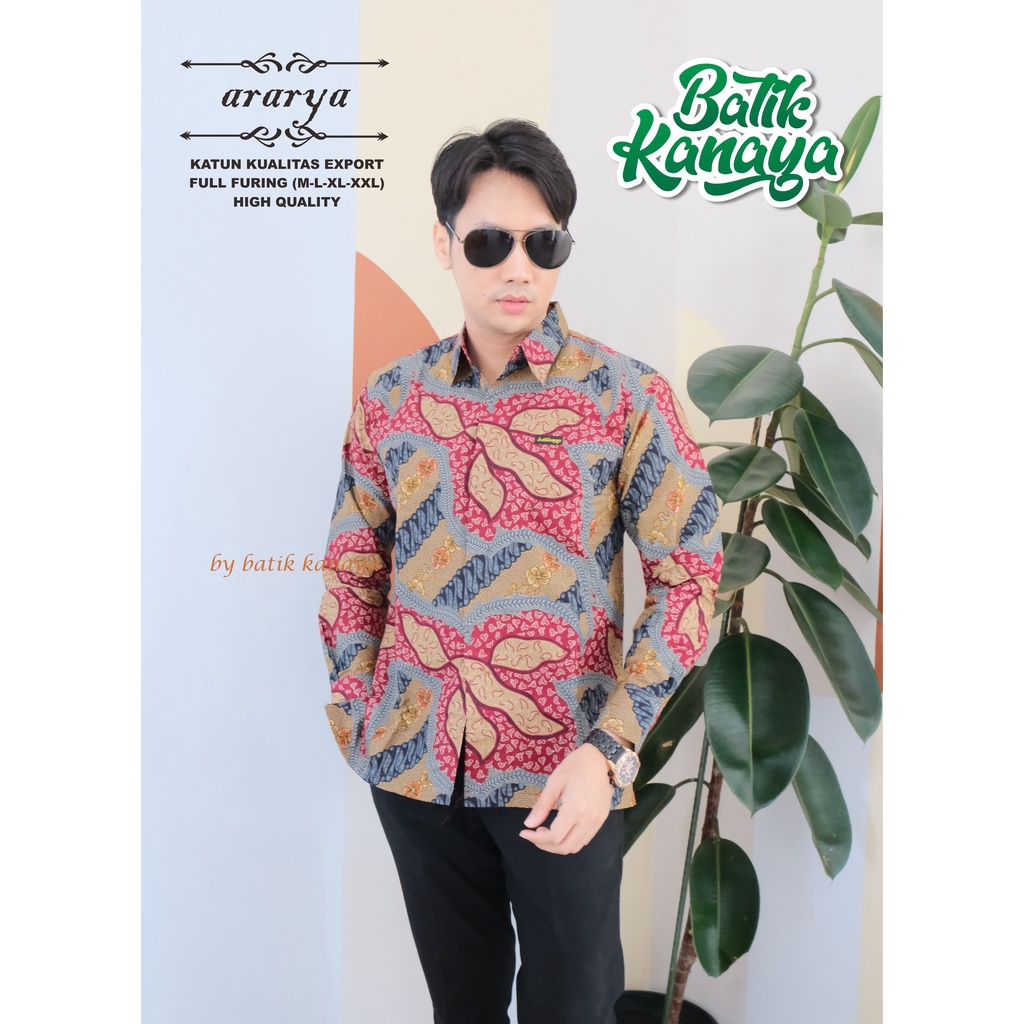 Kanaya - Baju Batik Pria Lengan Panjang Modern Full Furing Bahan Katun Kualitas Ekspor ARARYA