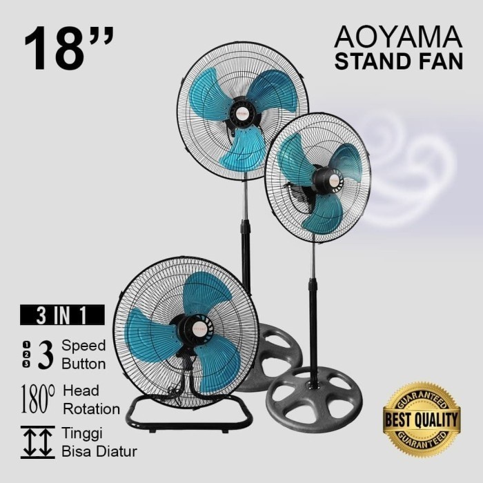 Kipas Angin Berdiri / Stand Fan Besi Tornado AOYAMA 18" inch 3 in 1
