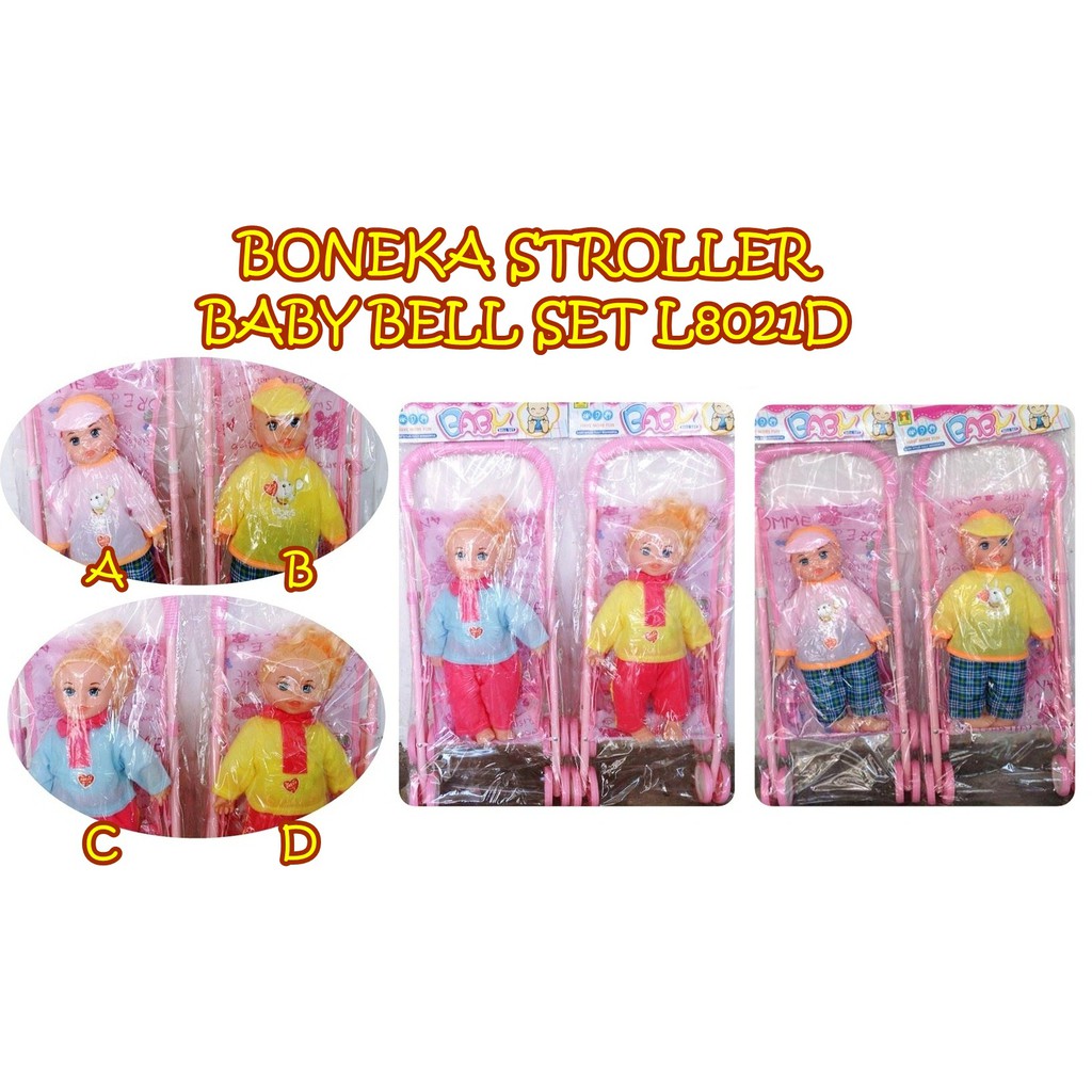 BONEKA STROLLER BABY BELL SET L8021D