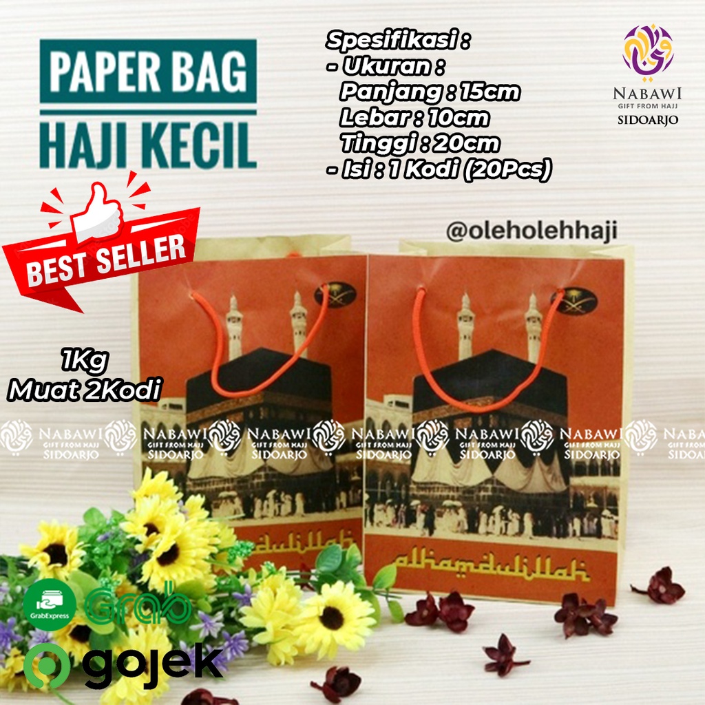 

Paper Bag Haji Kecil Sedang Besar/ Tas Kertas / totebag / Souvenir Haji Kecil 20pcs / Oleh-oleh Haji Umroh - Nabawi Sidoarjo