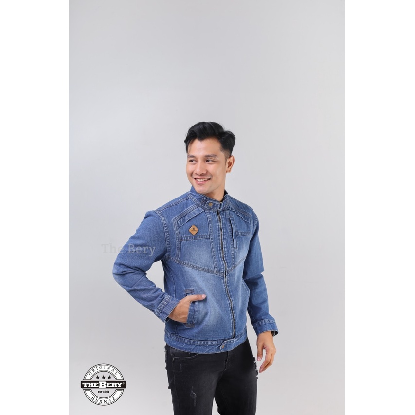 TURUN HARGA ! Jaket Jeans Pria Tb Kerah Logo Kulit The Berry - Jaket Denim Terlaris - Jaket Pria Terbaru - Jaket Jeans Casual