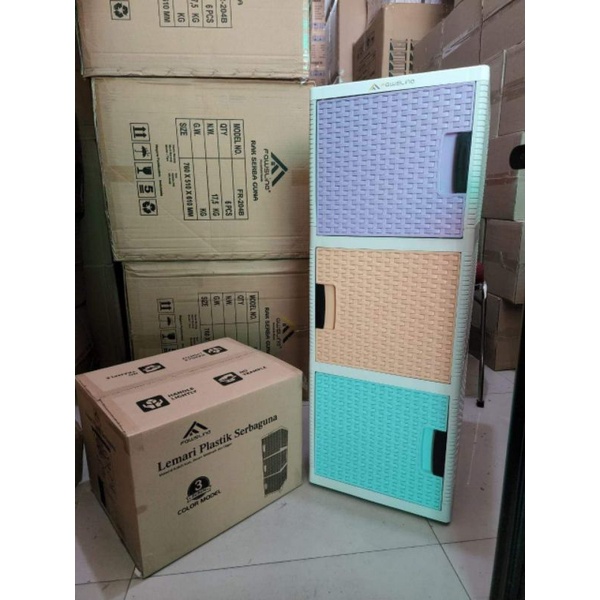 Lemari plastik serbaguna fawsline Swing 3 susun (Ade)