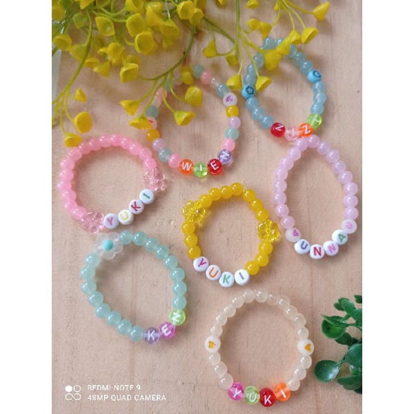 GELANG ANAK MANIK JELLY KACA/GELANG NAMA/GELANG CANTIK/GELANG LUCU/GELANG MUTE CANTIK