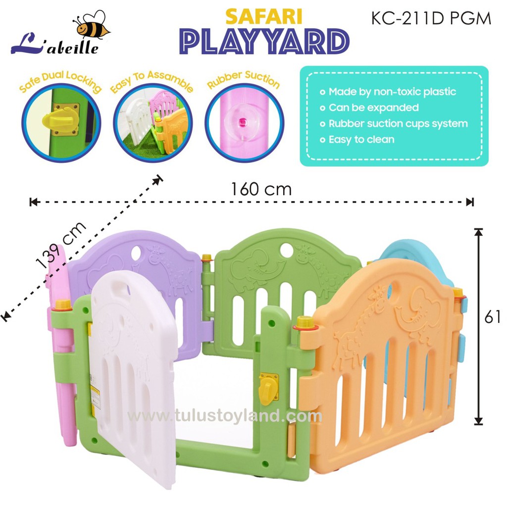 Pagar Bayi Labeille Safari Play Yard KC211 dengan pintu Baby Fence playard playpen mandi bola