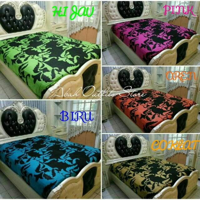 SPREI BATIK PRINTING MOTIF KING SIZE  PEKALONGAN WARNA HIJAU BIRU PINK OREN COKLAT UKURAN 180X200X30