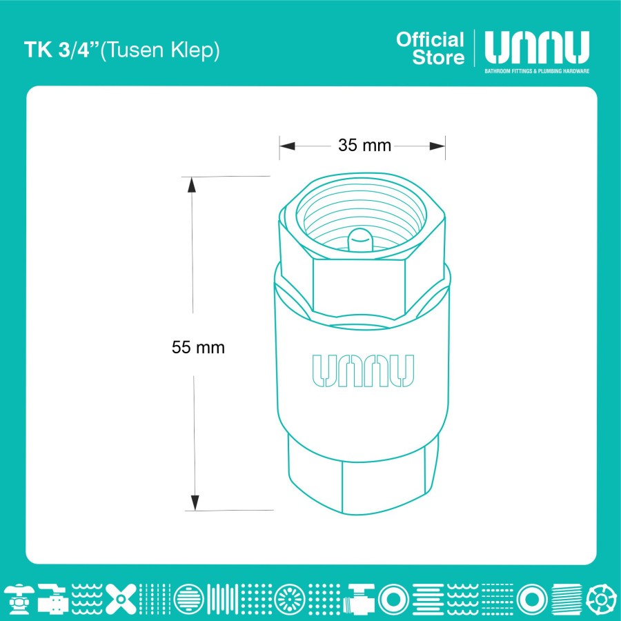 UNNU Tusen Klep - TK 3/4&quot; Premium Quality