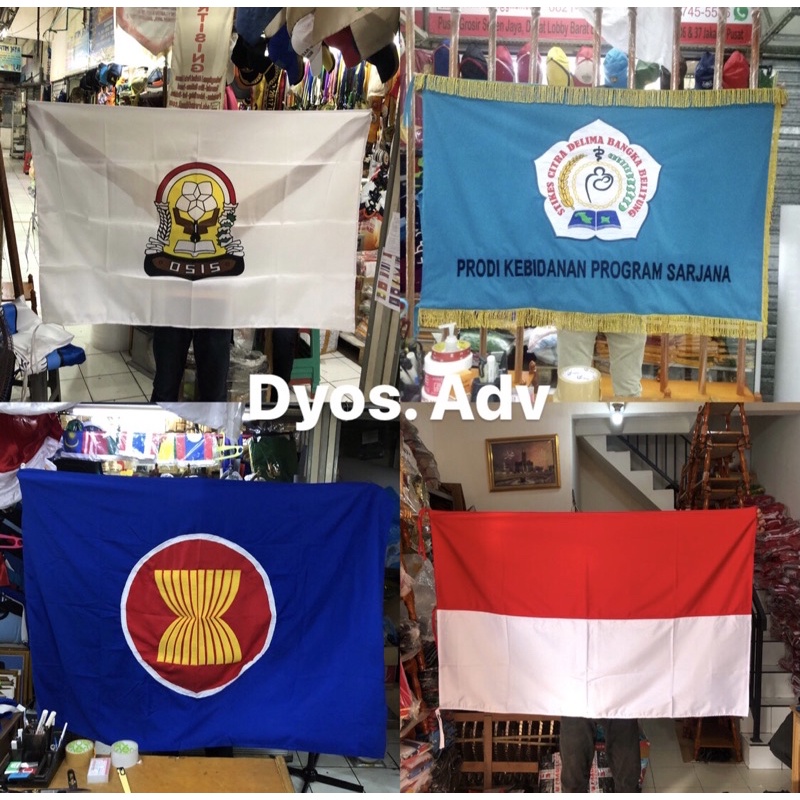 Tiang pataka bendera ruangan satu set tiang dan tatakan lubang 5