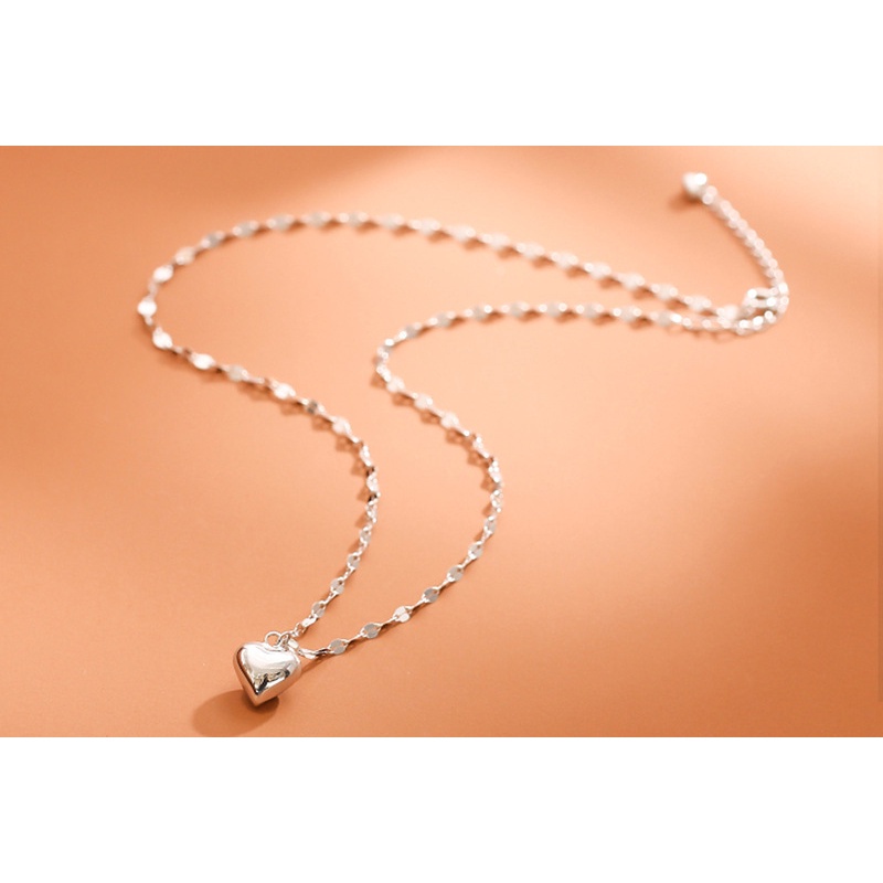 Kalung Rantai Sterling Silver 925 100% Adjustable Dengan Liontin Hati Klasik Untuk Wanita