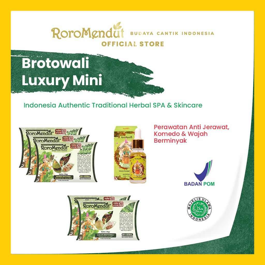 RORO MENDUT Original Luxury Mini Brotowali | Exfoliasi dan Serum Kulit Berminyak Berjerawat Komedo B