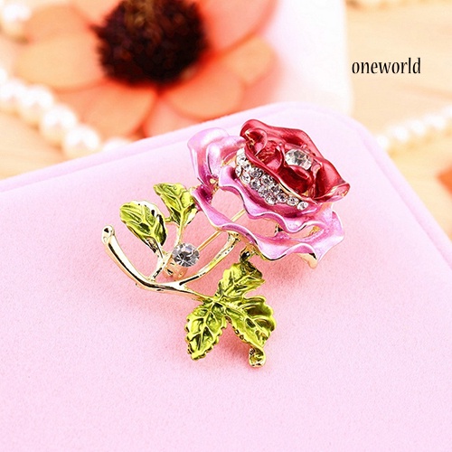 OW@ Fashion Womens Rhinestone Rose Flower Brooch Pin Wedding Party Jewelry Gifts