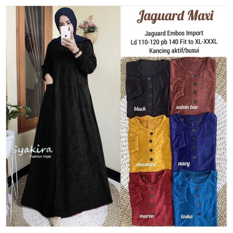 Jaguard Maxi Ld115 XXXL - Gamis Kaos Brukat Jumbo Busui Bigsize Oversize Bumil Arabian brukat  / R.12 - 023-5042