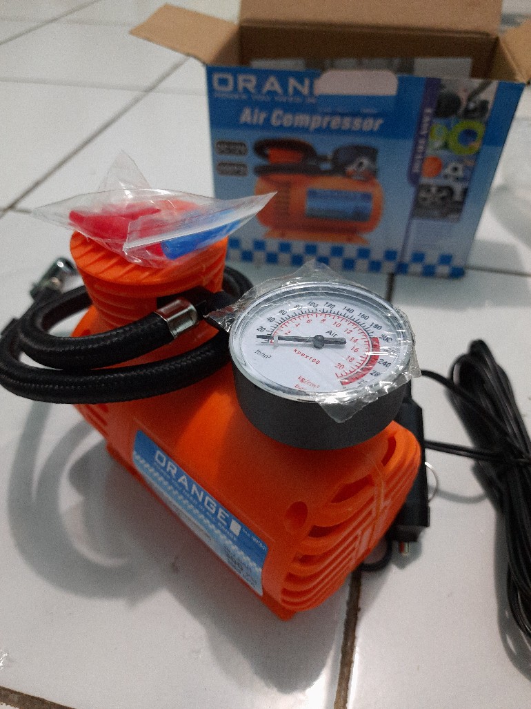 Orange Mini Kompresor Angin Mini - Dc 12v Mini Air Compressor