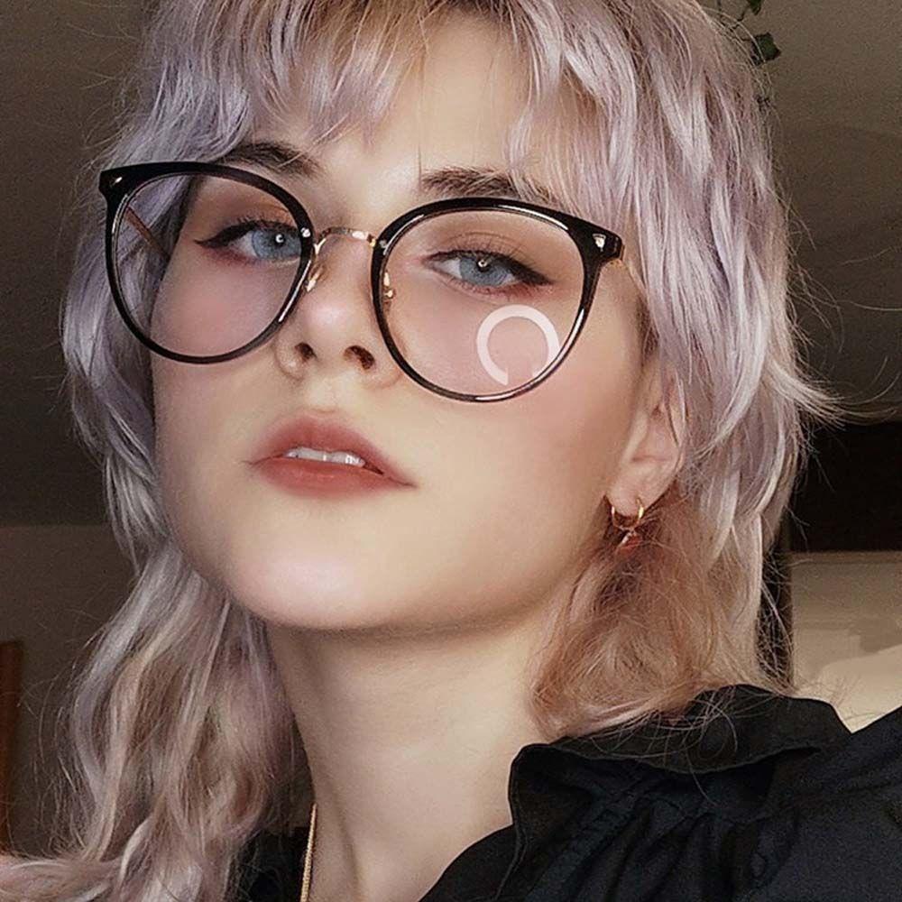 Mxbeauty Kacamata Anti Radiasi Fashion Hitam Optik Bulat Lensa Bening Metak Frame Wanita Eyeglasses