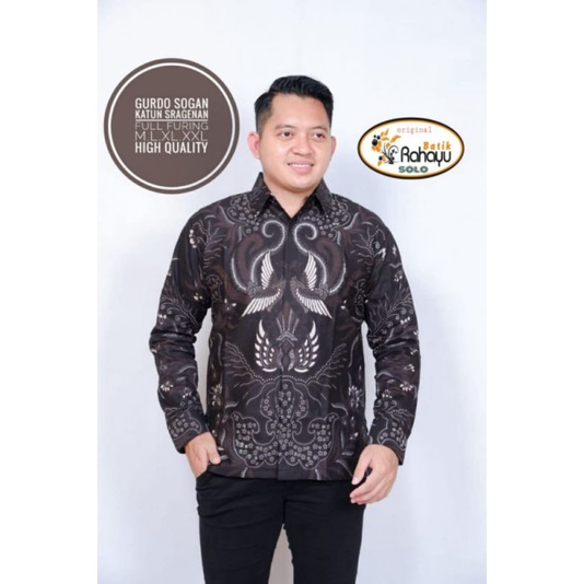 GURDHO HITAM BATIK PRIA FULL FURING PREMIUM LENGAN PANJANG