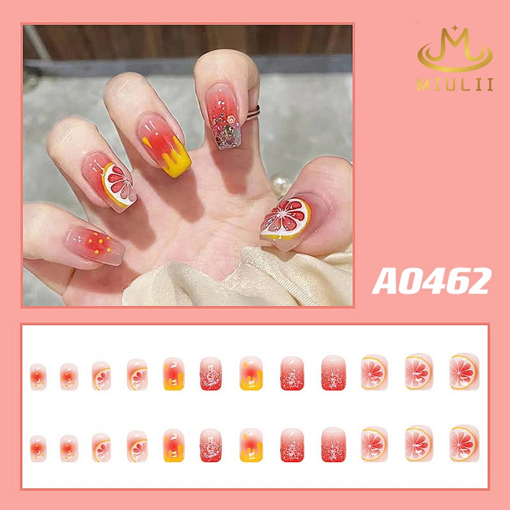 MIULII / KUKU PALSU  A0462  / 24PCS / 3D / NAIL ART / PREMIUM / CUTE / BIRU / FREE LEM JELLY / KUTEK