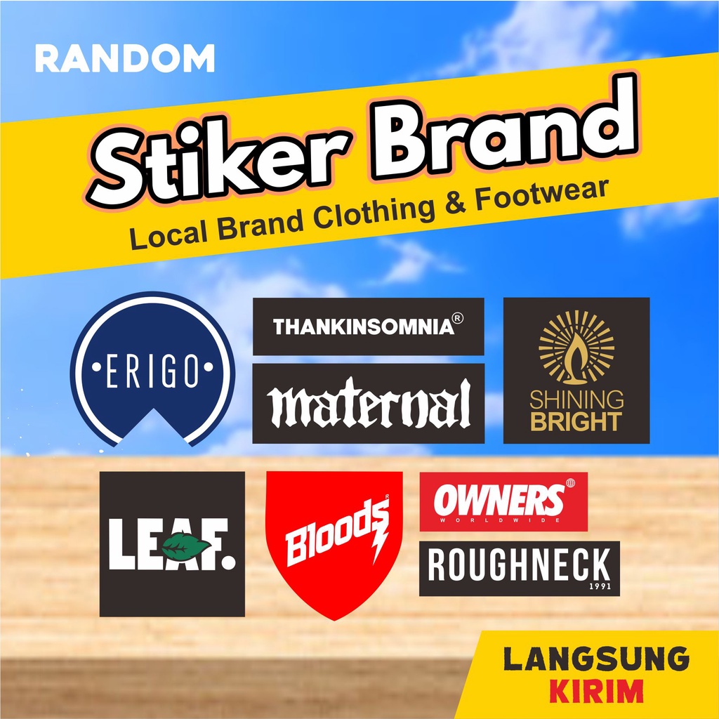 

Stiker Brand Distro Clothing Footwear Lokal Random Murah Berkualitas