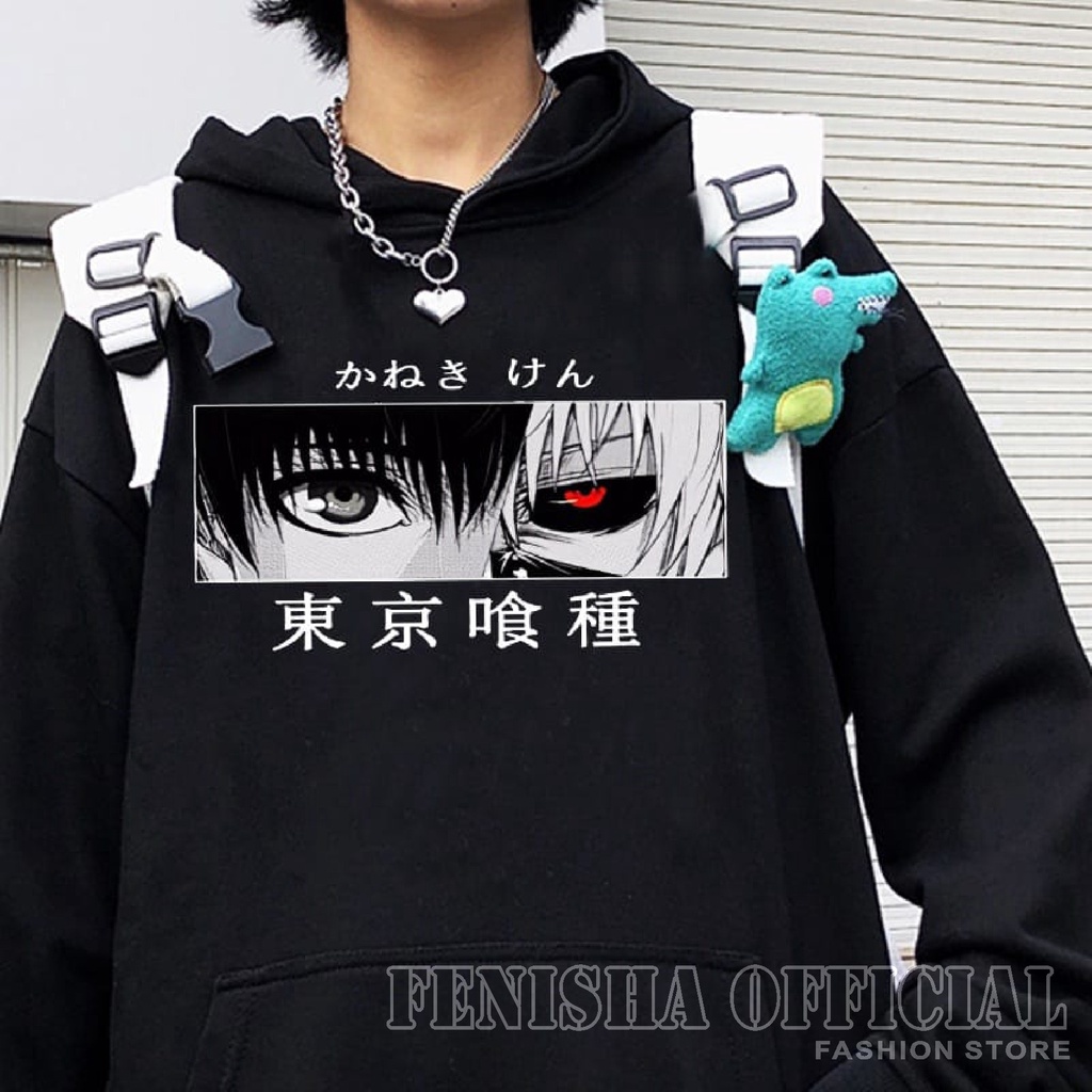 FenishaStore Sweater Hoodie Wanita Anime Tokyo Ghoul Kaneki Ken Eyes