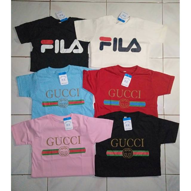 Kaos fila dan gucci anak cewek cowok unisex model terbaru termurah terlaris grosir baju bandung