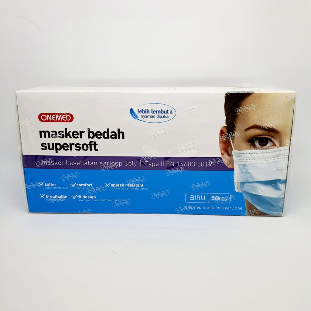 Masker Super Soft Onemed Biru Masker Supersoft Onemed Biru