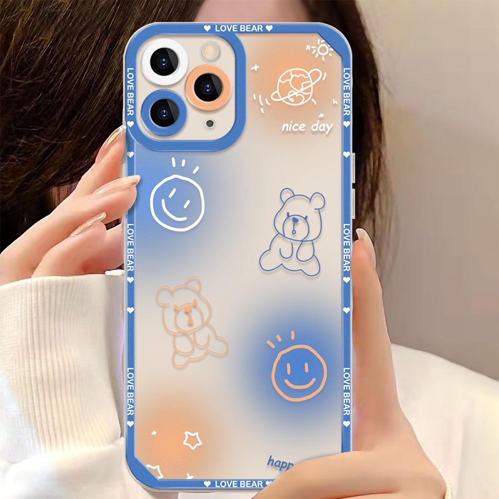 Case Realme C21Y C25Y C35 C31 C20 C20A C25 C25S C12 Narzo 50A 50i C21 C15 C11 9i 8i 8 5 5i 6i 5s Reno 6Z Reno5 6 Pro 5G 5Z 5F Soft TPU Cute Cartoon Bear Transparent Phone Case