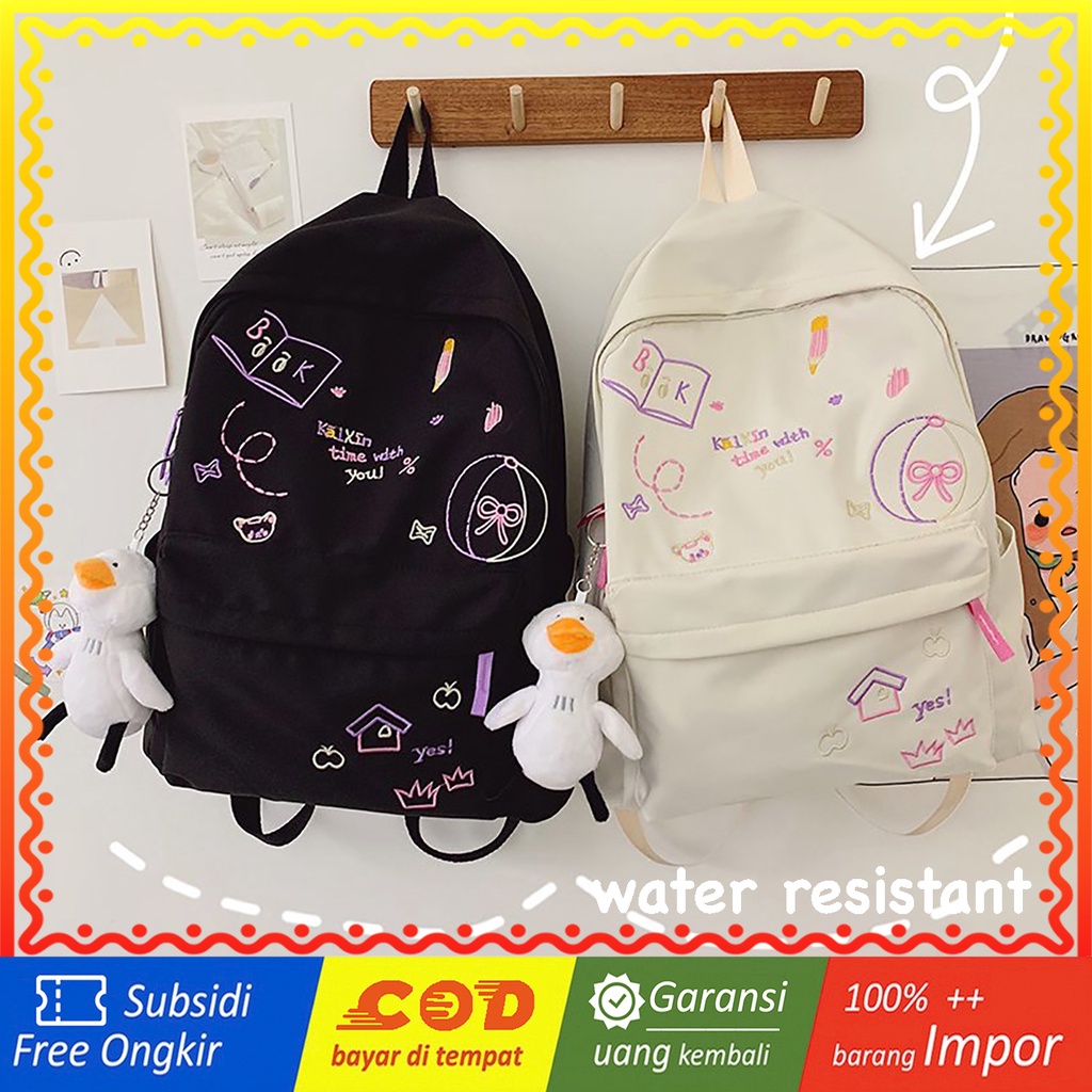 WYK133 Tas Ransel Corat Coret Sekolah Kuliah Backpack Impor TKM