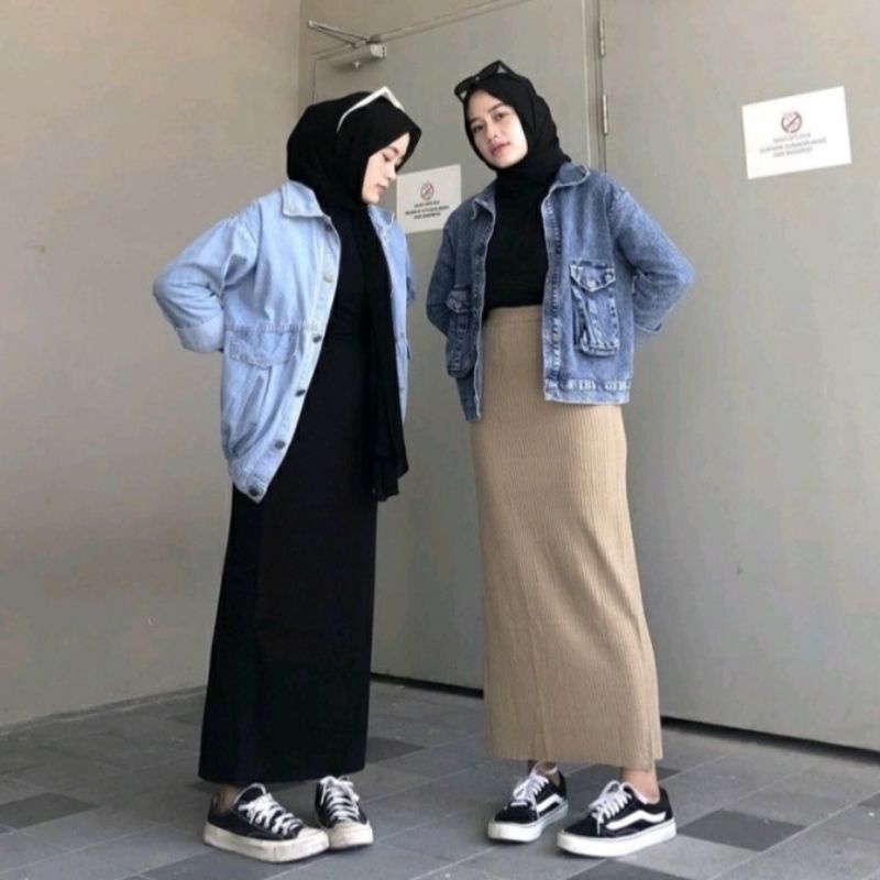 ROK SPAN RAJUT / BAWAHAN WANITA HIJAB-NON HIJAB / PANJANG SEMATA KAKI UNTUK BB 40-75 KG