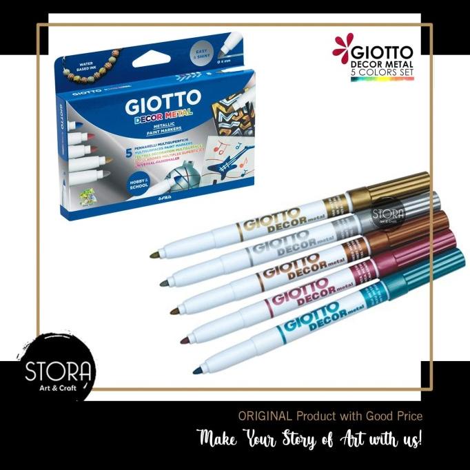 

(BISA COD) Giotto Decor Metallic Set isi 5 / Spidol permanent metal Lukis Spidol PRODUK TERBATAS Kode 980