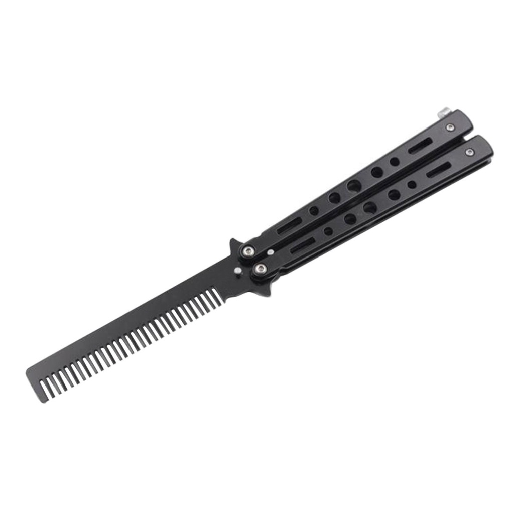 COD Sisir Salon Pria Wanita Portable Bisa Dilipat dan disimpan dikantong atau saku celana Sisir Besi Butterfly Balisong Training