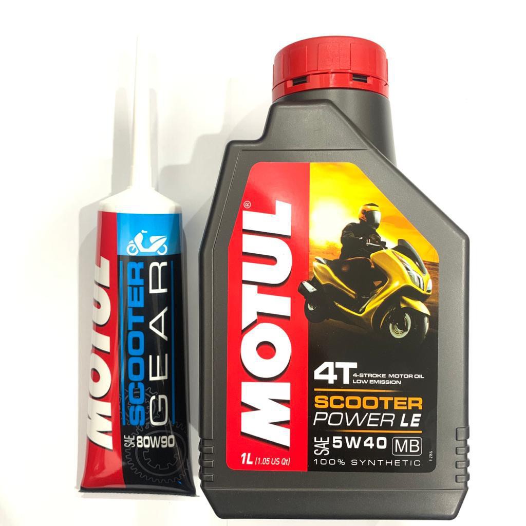 PAKET OLI MOTUL SCOOTER POWER LE 5W40 1 LITER DAN 1 OLI GARDAN ADV PCX