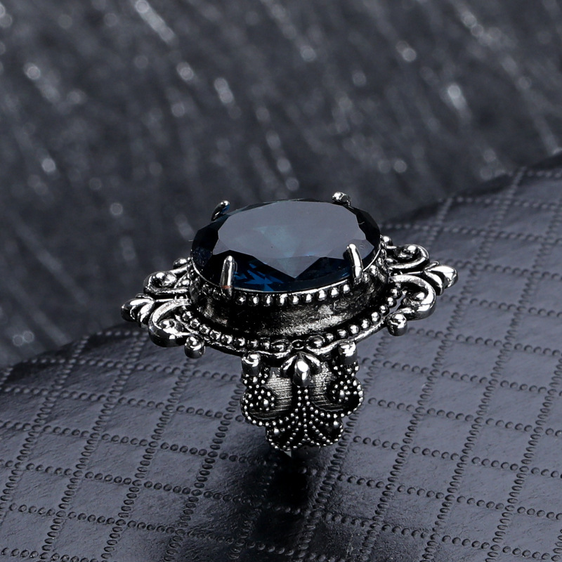 [Ready Stock]New Navy Blue Topaz Ring 925 Silver