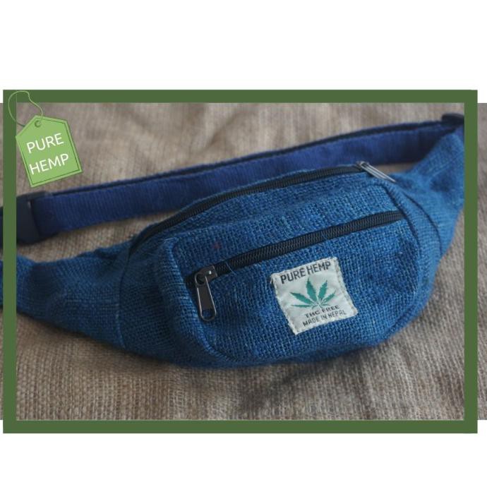 Hemp Waist Bag-Tas Selempang Pria/Wanita - Unisex- Money Belt - Blue Paprikaolshop321
