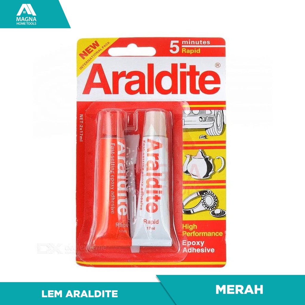 

LEM EPOXY ARALDITE BESI/KACA/KAYU/KERAMIK MERAH 5 MENIT