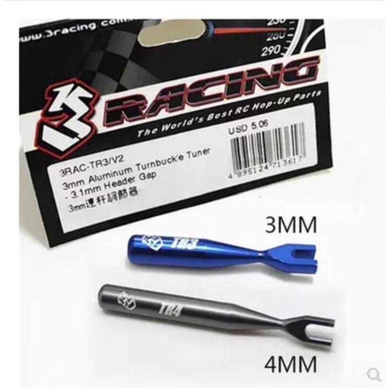 3Racing RC Car Aluminium Turnbuckle Tuner 3mm 4mm Header Gap Wrench