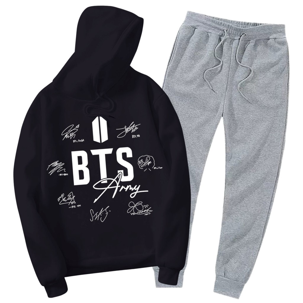 BESS - Baju Setelan Wanita Murah / Setelan Hoodie + Jogger Abu - ARMY TTD