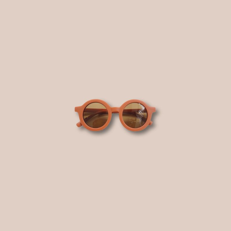 BEAR & ROUND KIDS SUNGLASSES ANTI UV 1-6 TAHUN | Kacamata Anak Perempuan Kacamata Anak Laki Laki Kacamata bulat anak Kacamata anak bear Kacamata anak retro-Round - Terracotta