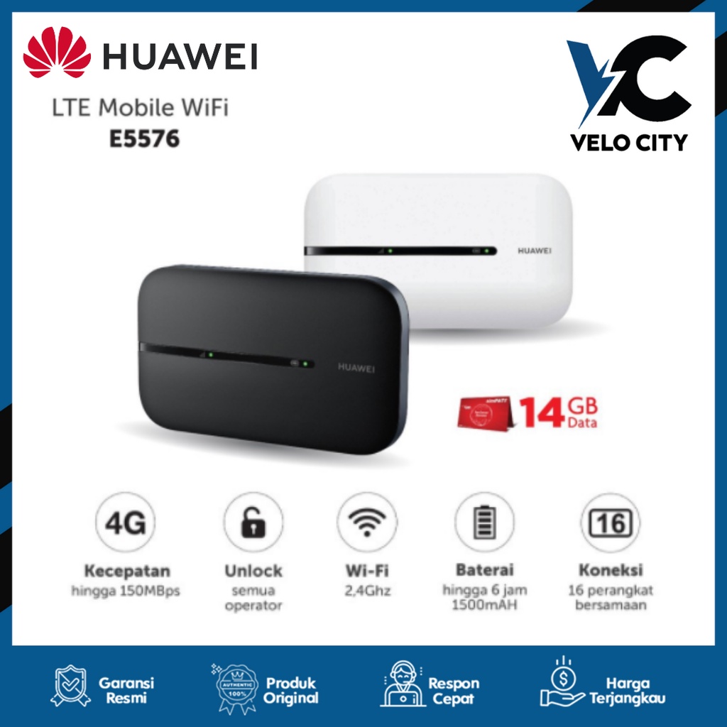 Huawei E5576 Modem Mifi 4G LTE Unlock Free 14Gb Garansi 3 Tahun Tukar Baru