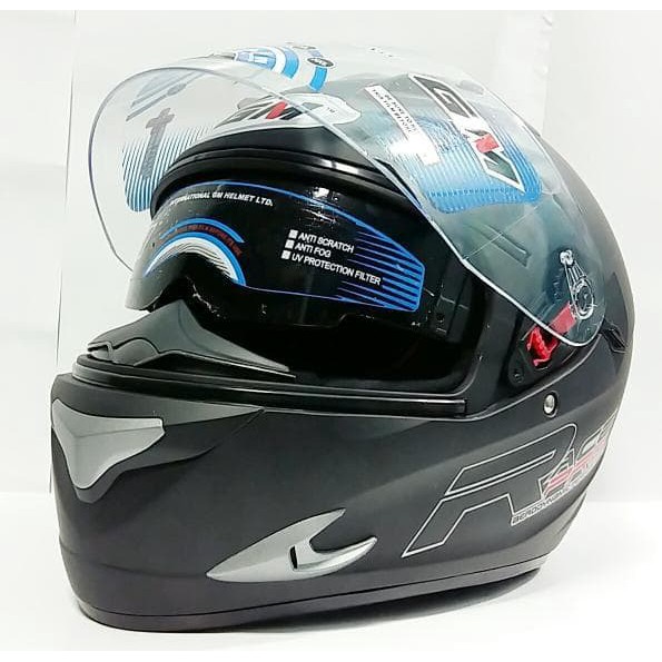 Promo Helm Gm Race Pro 2 Black Doff Hitam Dop Full Double Visor Doft