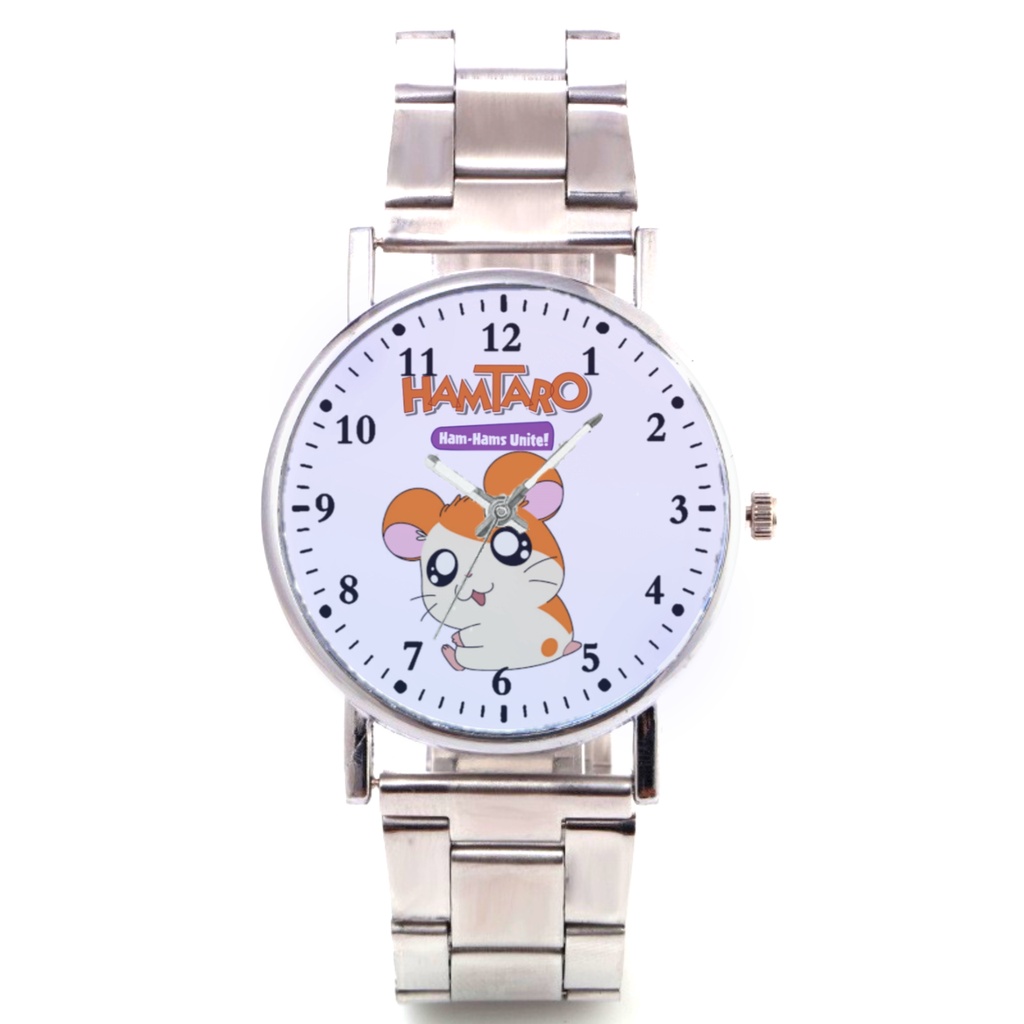 Jam Tangan Stainless Steel HAMTARO Custom Keren Terbaru Besi Rantai Murah Meriah Unik Viral Aestheti