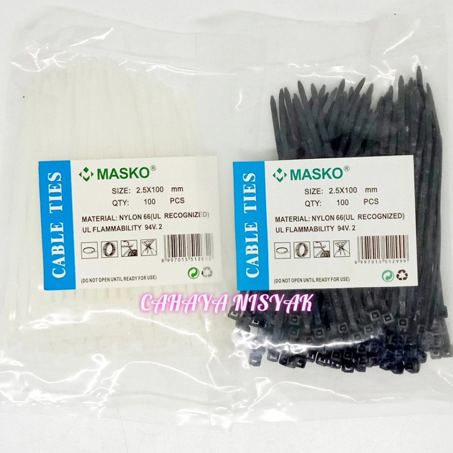 

Kabel Ties MASKO 15cm Tali Ties Serut Sabuk MASKO 25X150mm (100pcs)
