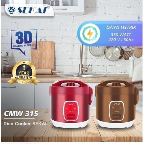 SEKAI Rice Cooker 3in1 CMW 315 Penanak Nasi CMW315 Stainless 1 Lt